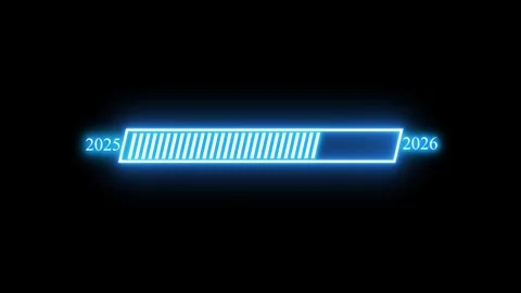 Glowing Progress Bar from 2025 to 2026, Loading Bar with Neon Glow and Smoo.. Stock Footage 315191671