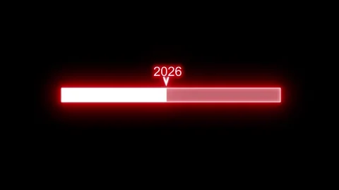 Glowing Progress Bar with 2025 Marked Animated, Looping Animation of Neon W.. Stock Footage 314659900