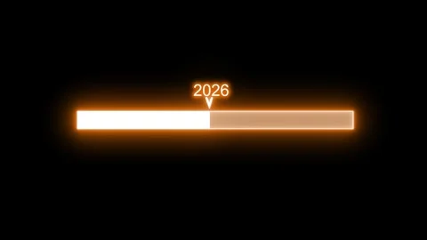Glowing Progress Bar with 2025 Marked Animated, Looping Animation of Neon W.. Stock Footage 314660019