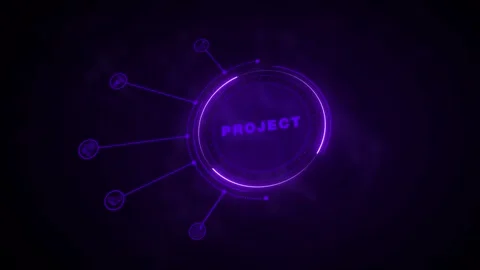 Glowing Project concept with thin line icons on abstract background. Process Inf Stock Footage 310040685