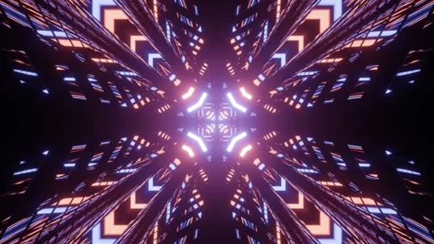 Glowing projection of ornamental pattern in 3d illustration Stock Footage 160816545