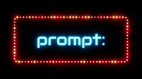 Glowing prompt engineering sign in flashing frame, 3D render. Prompt background, Stock Footage 332174886