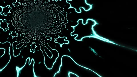 Glowing Psychedelic Fractals Loop Light Blue Animation Background Stock Footage 168408107