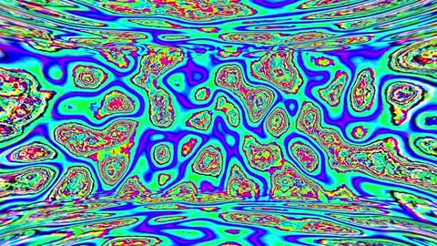 Glowing psychedelic trance pattern vivid neon color morphing illusion room Stock Footage 240323912