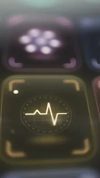 Glowing pulse waveform on a digital tile represents live telemetry Stock Photos