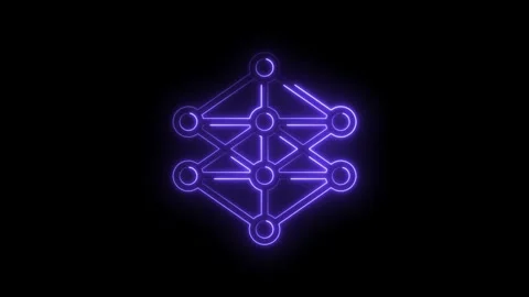 Glowing purple abstract geometric network structure with interconnected nodes Stock Footage 333952788