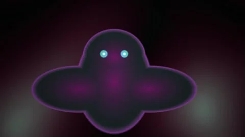 Glowing purple alien creature in dark background. Stock Footage 337471139