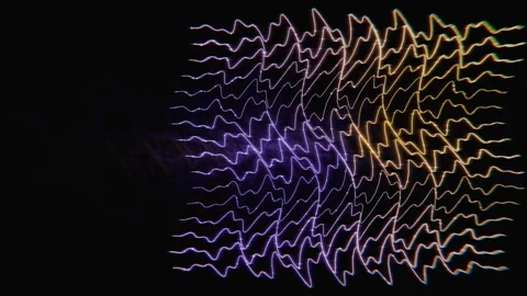 Glowing purple and orange abstract audio waveform lines animating Stock Footage 346659059