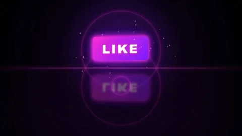 Glowing Purple Like Button Animation with Neon Light Effects on Dark Background Stock Footage 344774160