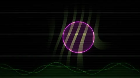 Glowing purple circle with green waveform on black background with light ef.. Stock Footage 336240408