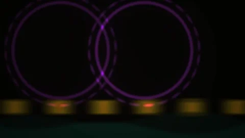Glowing purple circles on dark background with yellow lights. Stock Footage 336700604