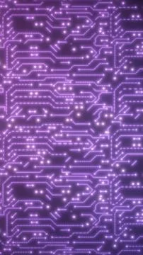 Glowing purple circuit board pattern with neon connections, futuristic tech.. 스톡 일러스트