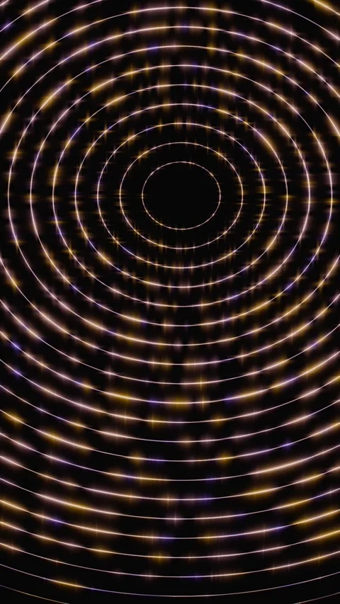 Glowing purple concentric circles pulsating on a black background Stock Footage 346662111