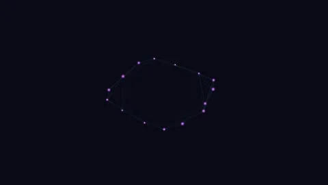 A glowing purple constellation pattern set against a deep black background Stockbeeldmateriaal 338309719