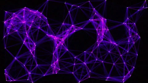 Glowing Purple Digital Network Animation with Interconnected Points and Lines Видео 334959919