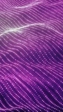 Glowing purple dotted waves form an abstract digital landscape with flowing.. Stock Photos
