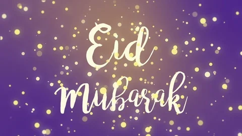 Glowing purple Eid Mubarak greeting card video Stock Footage 123138367