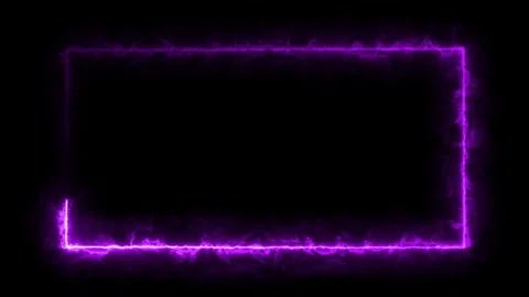 Glowing Purple Electric Rectangle Frame on Black Background Stock Footage 317452708