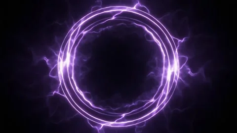 Glowing purple electrical energy ring on black background. 스톡 동영상 339056889
