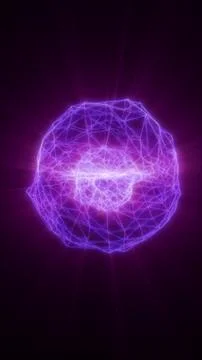 Glowing purple energy orb composed of interconnected polygonal lines, sugge.. Stock Illustration