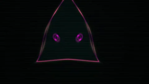 Glowing purple eyes in dark triangle shape. Stock Footage 335960091