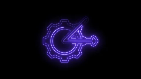 Glowing purple gear with adjustable arrow animation on black background perfect Stock Footage 330785501