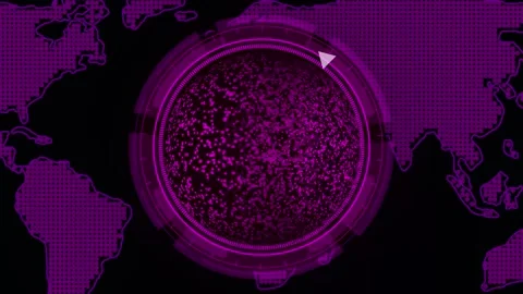 Glowing purple globe with particles on world map conveys Earth visualizatio.. Stock Footage 321453230