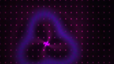 Glowing purple heart and triangle shapes with pink dots on black background. 動画素材 337471506