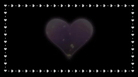 Glowing purple heart animation with floating hearts on black background Stock Footage 337533853