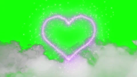 Glowing purple heart shape with sparkling particles floating above white clouds 库存影片 342898302