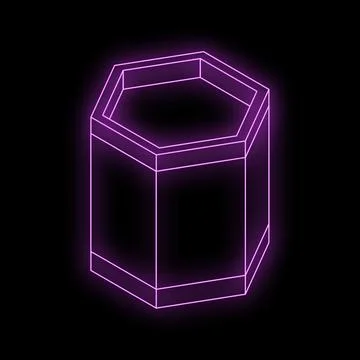 Glowing purple hexagonal prism on dark background Stock Illustration