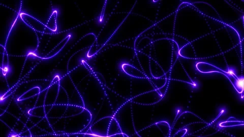 Glowing purple light trails and dotted lines flow in abstract motion, creatin Video stock 332801936