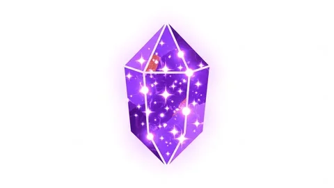 Glowing purple magic crystal animation with sparkles for fantasy game UI 스톡 동영상 342794565