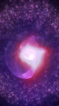 Glowing purple nebula core in starry space, cosmic galaxy background with s.. Stock Illustration