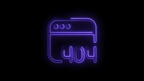 Glowing purple neon 404 error message page not found concept on black backg.. Stock Footage 314548249