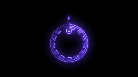 Glowing purple neon circular icon with handle isolated on black background .. Vidéo 314558404