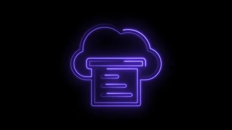 Glowing purple neon cloud with document lines abstract background technolog.. Stock Footage 346014188