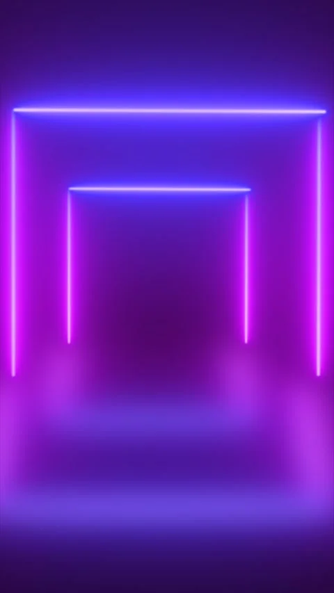 Glowing purple neon corridor with rectangular light frames, futuristic tunn.. Stock Footage 329188160