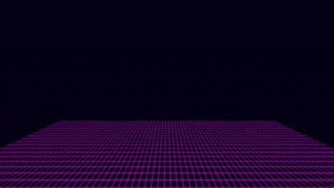 A glowing purple neon digital grid receding into a deep black background Stock Footage 335145849