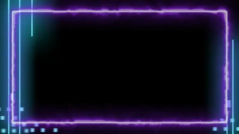 Glowing Purple Neon Frame on Dark Background Stock Footage 337995995