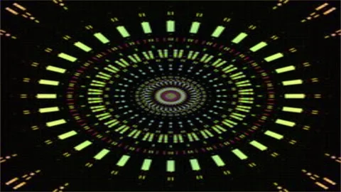 Glowing purple neon lights design creates a bright, abstract space with a fracta Видео 296872186