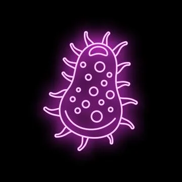 Glowing purple neon microscopic germ cell organism icon Stock-Illustration
