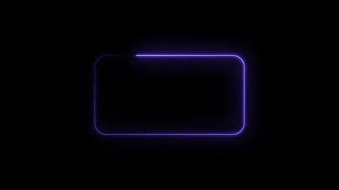 Glowing purple neon rectangle border animation with rounded corners on a bl.. 库存影片 315496629