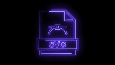Glowing purple neon S V G file icon with vector graphic symbol on transpare.. Stock Footage 314574372