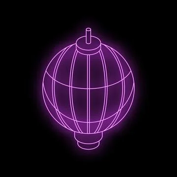 Glowing purple neon sphere with grid pattern on dark background 스톡 일러스트