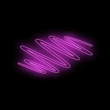 Glowing purple neon squiggle zig zag line drawing Stock Illustration