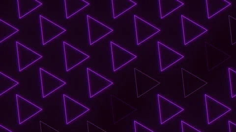 Glowing purple neon triangle pattern background with retro futuristic vibe Video stock 330087072