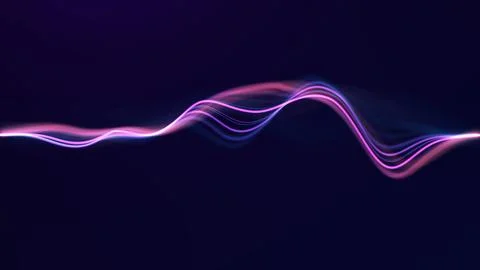 Glowing purple neon wave with smooth flowing motion on dark background, abs.. Stock Illustration