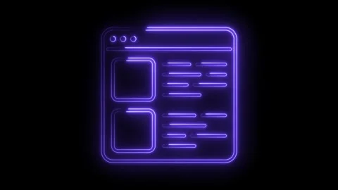 Glowing purple neon website design element on black background graphic illu.. Stock Footage 314537508