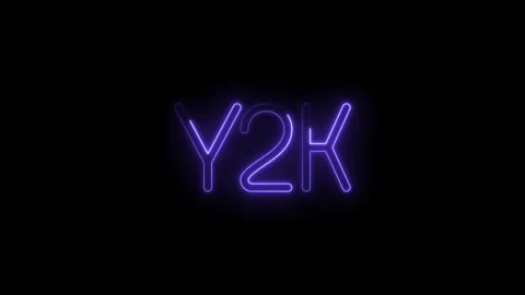 Glowing purple neon Y2 K text symbol isolated on black background futuristi.. Stock Footage 314552996